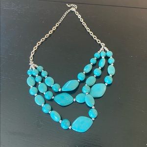 Three Strand Turquoise and Silver Necklace